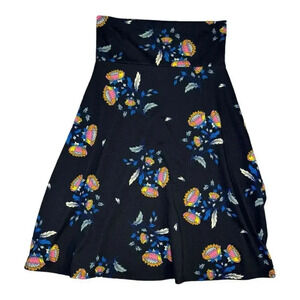 LuLaRoe Women's Floral A-Line Midi Skirt Black Size‎ Small